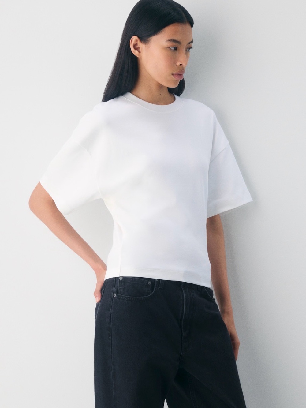 Aritzia Babaton Interlock Barclay White 100% Cotton T-shirt Top Size Medium